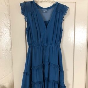 Anthropologie Blue Silk Dress Sz 8